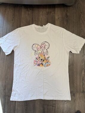 Disney White Kids Tee with Pastel Mickey & Friends Graphic